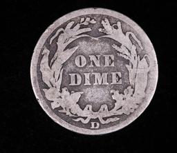 1908 D BARBER SILVER DIME COIN