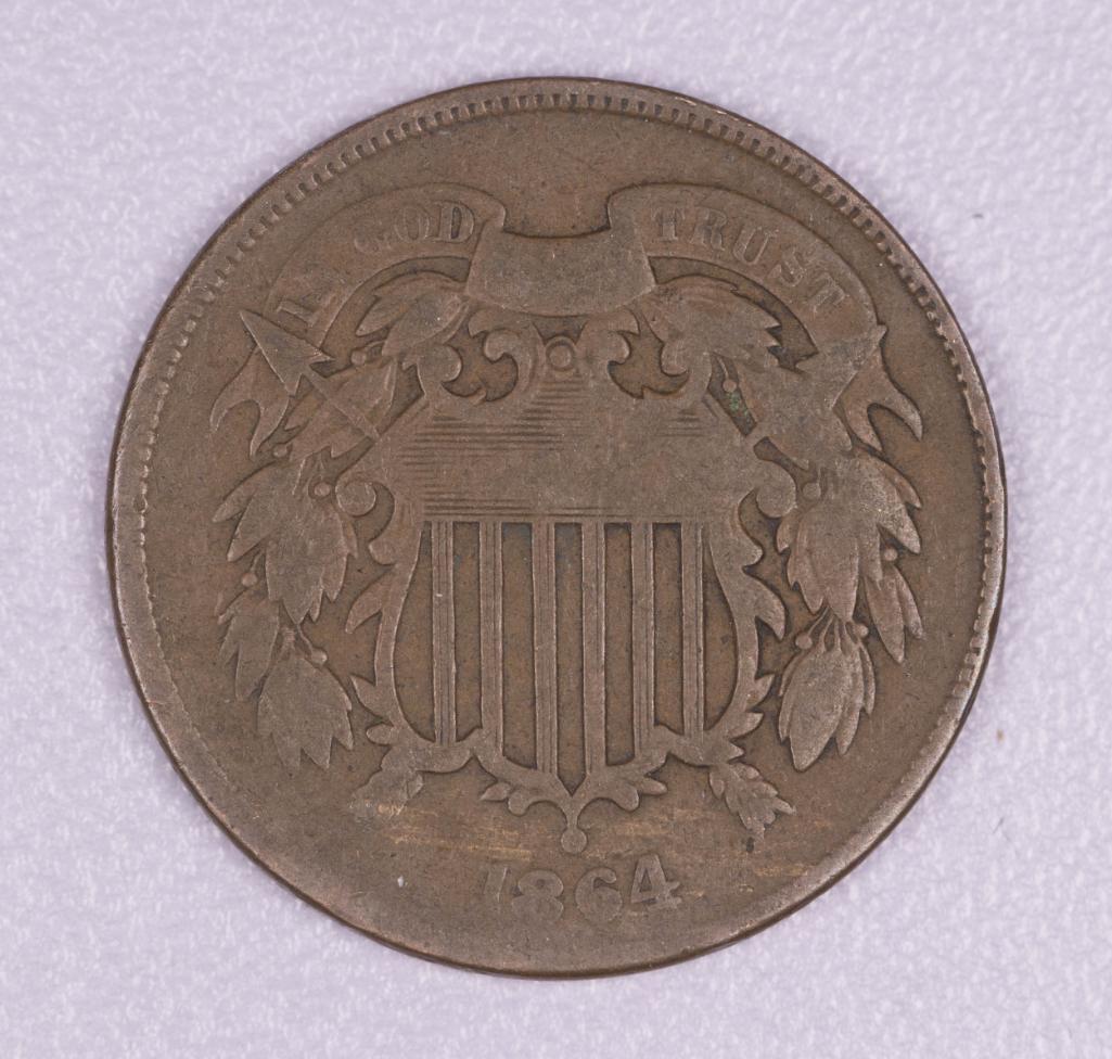 1864 TWO CENT PIECE US TYPE COIN