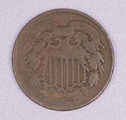1864 TWO CENT PIECE US TYPE COIN