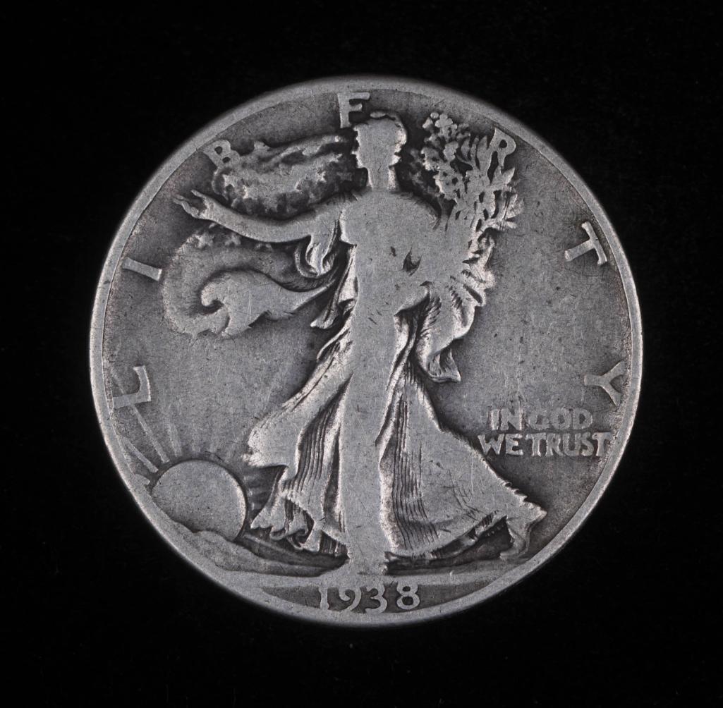 1938 D WALKING LIBERTY SILVER HALF DOLLAR COIN