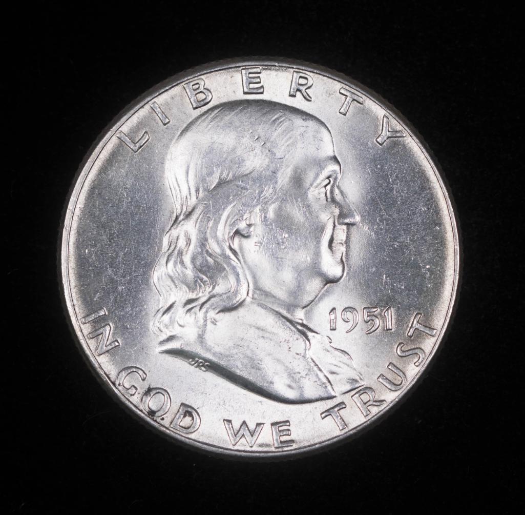 1951 FRANKLIN SILVER HALF DOLLAR COIN UNCIRCULATED++