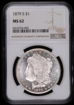 1879 S MORGAN SILVER DOLLAR COIN NGC MS62