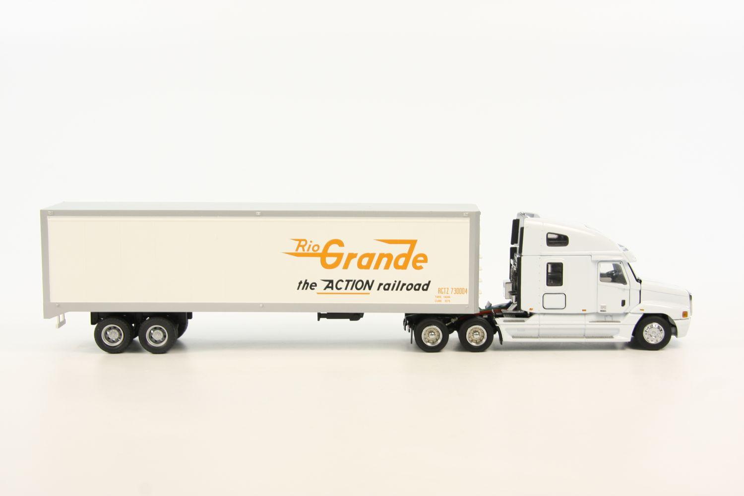 Freightliner 3-Axle White Tractor w/Rio Grande R.R. Box Trailer