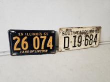 (2) 1955 License Plates