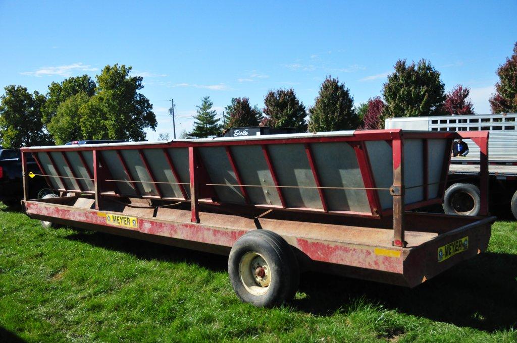 Meyers pull type steel hay/feeding wagon on single axle & dolly wheels