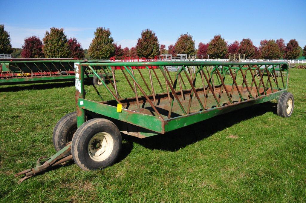 SI pull type steel hay/feeding wagon on single axle & dolly wheels