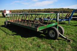 SI pull type steel hay/feeding wagon on single axle & dolly wheels