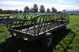 SI pull type steel hay/feeding wagon on single axle & dolly wheels