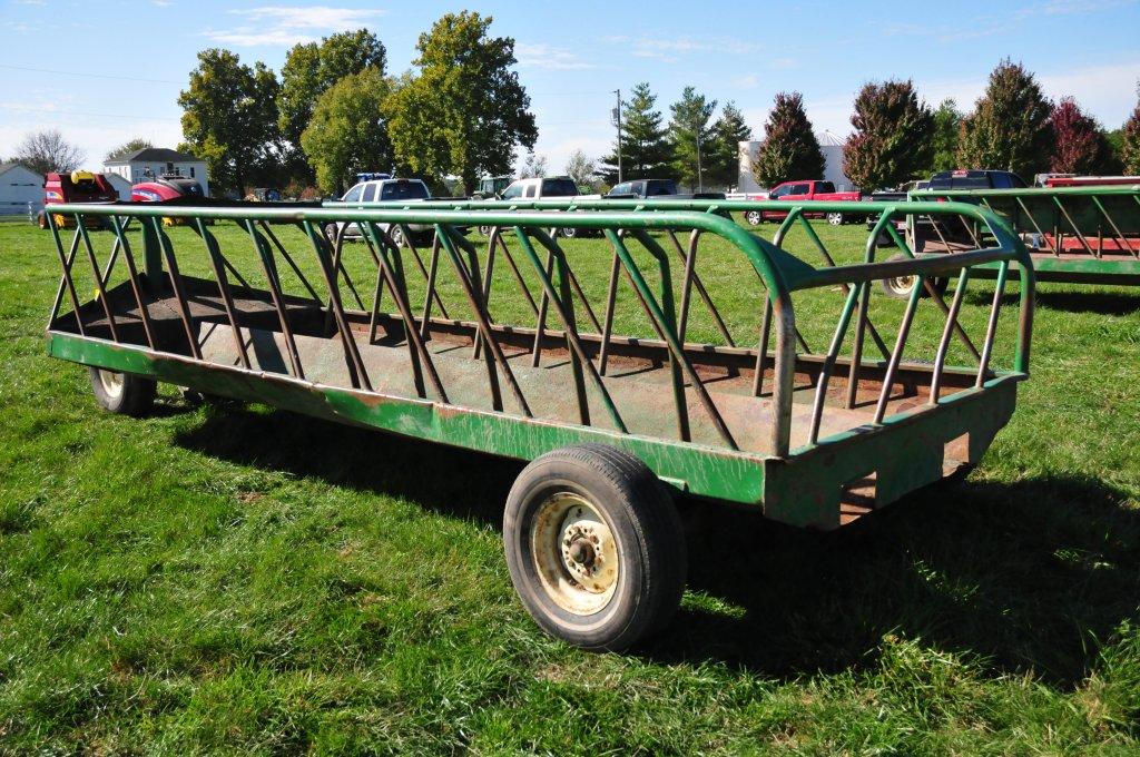 SI pull type steel hay/feeding wagon on single axle & dolly wheels