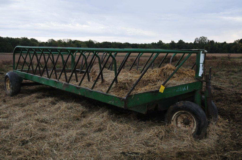 SI pull type steel hay/feeding wagon on single axle & dolly wheels