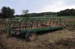 SI pull type steel hay/feeding wagon on single axle & dolly wheels