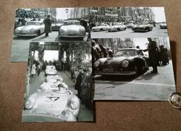 Four black and white images of 356 racing in 1952