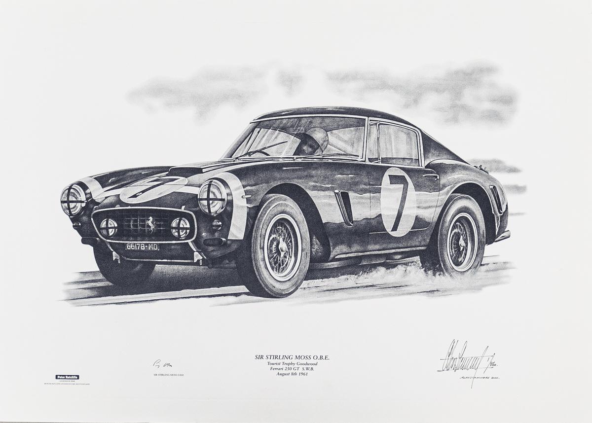 Sir Stirling Moss Ferrari 250 GT SWB Goodwood 1961 TT Signed Print 1/850