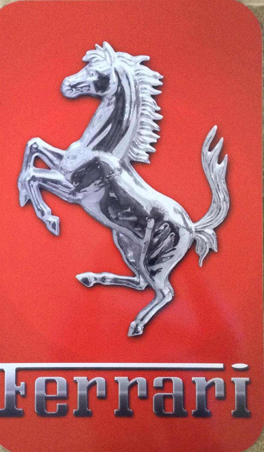 A Large Metal Ferrari-Themed Wall or Garage Sign