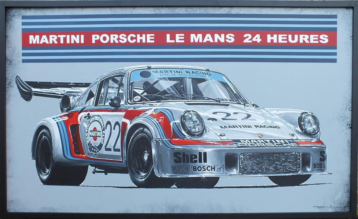 Martini Porsche 935 at Le Mans - Original Acrylic on Board by Tony Upson