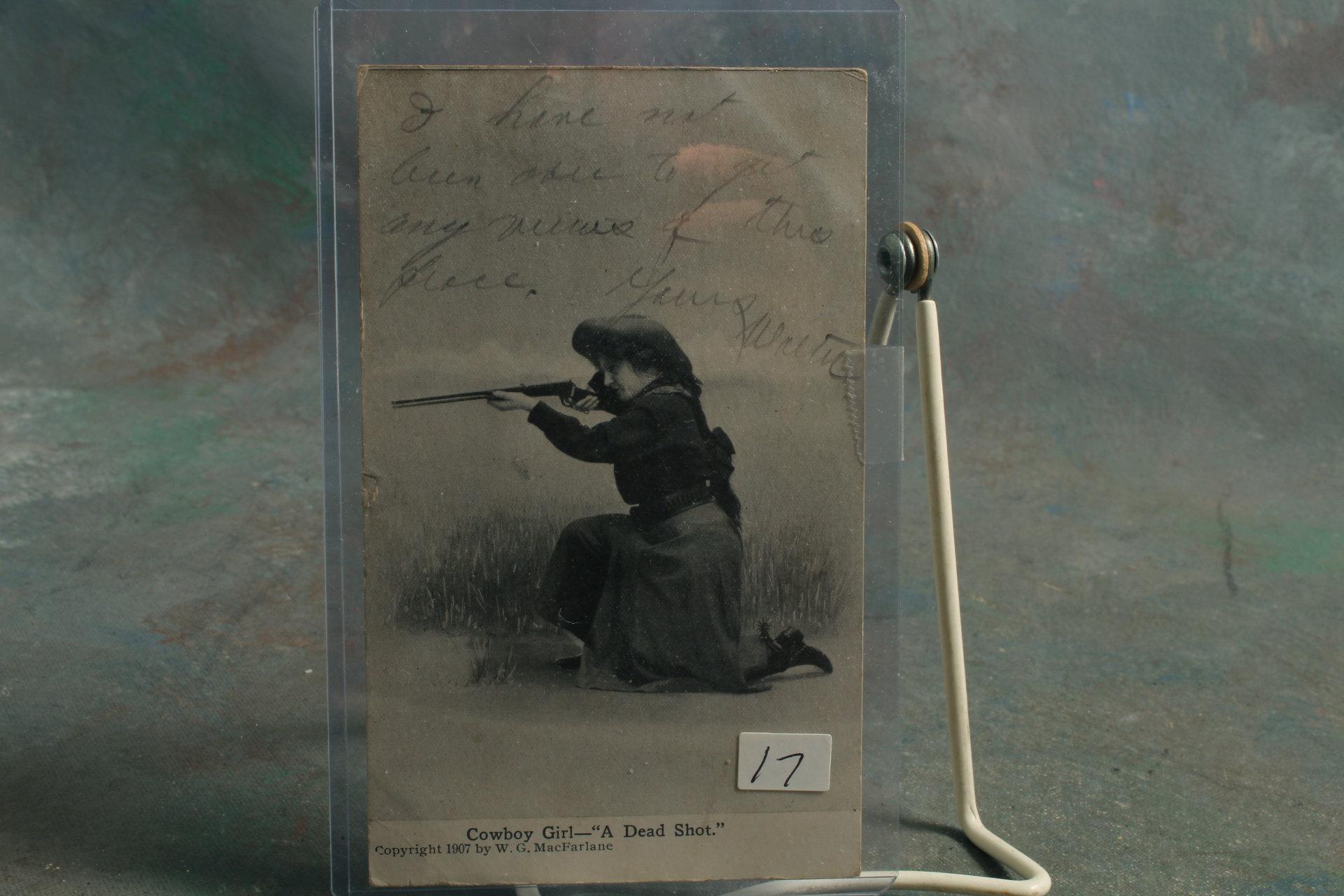 1907 Cowboy Girl "A Dead Shot" Annie Oakley?? Looks like photos of her then