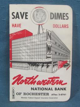 Old Northwest Bank Dime Saver Book - all silver, variety of dates - 90% Silver