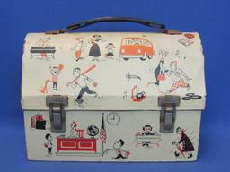 Dome Top Metal Lunchbox – Graphics of School – Sports - Junior High Band – 9” long
