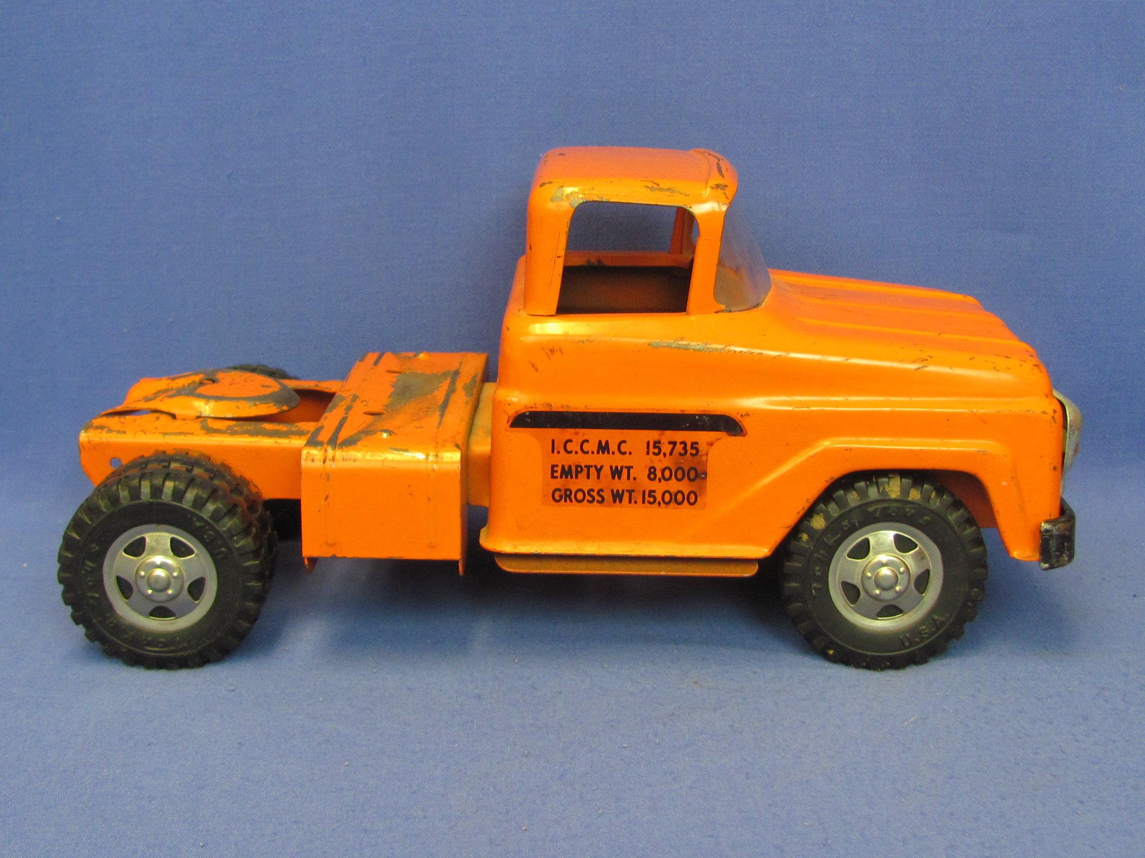 Vintage Tonka Allied Van Lines – Truck & Van – Pressed Steel – Orange – 23 3/4” long