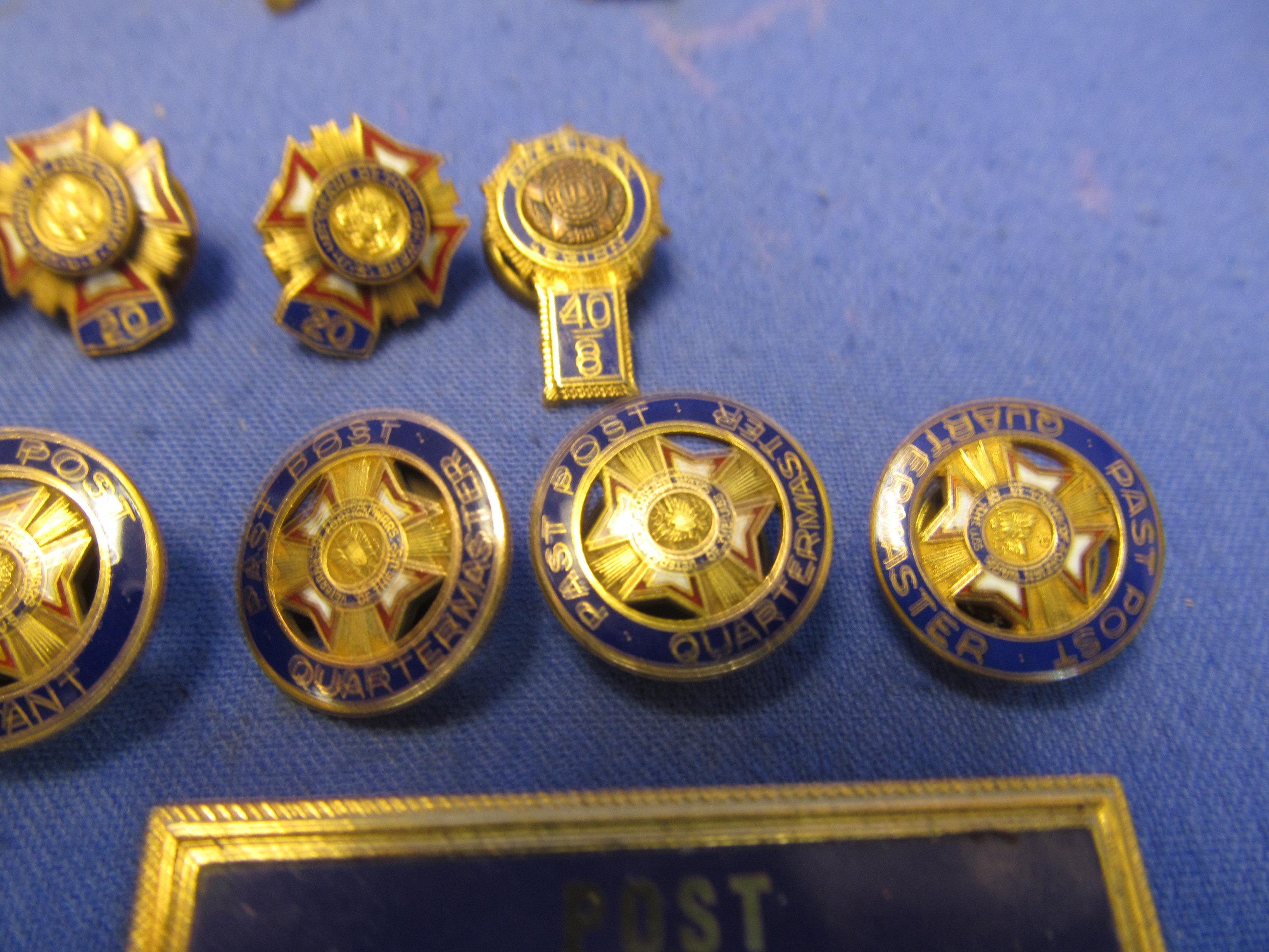 PINS!! 17 Military, 9 Other, 38 VFW & 3 Cuff links, 1 Button, & Tie Tack