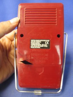 Cool Looking AM/FM Transistor Radio – With Retro Red & Cream Color Plastic Housing – 5 1/4” T X 3” W