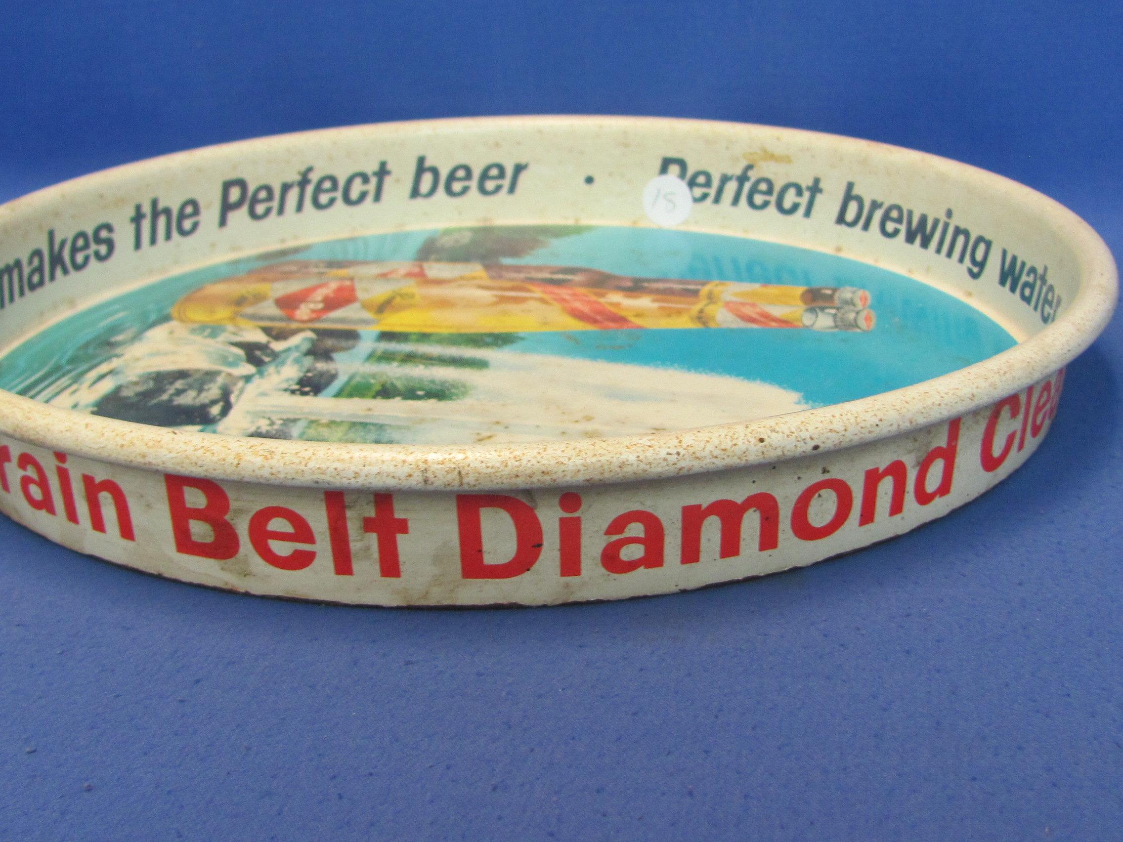 Round Grain Belt Beer Tray – 13 1/4” in diameter - “The wonderful water of Diamond Wells makes