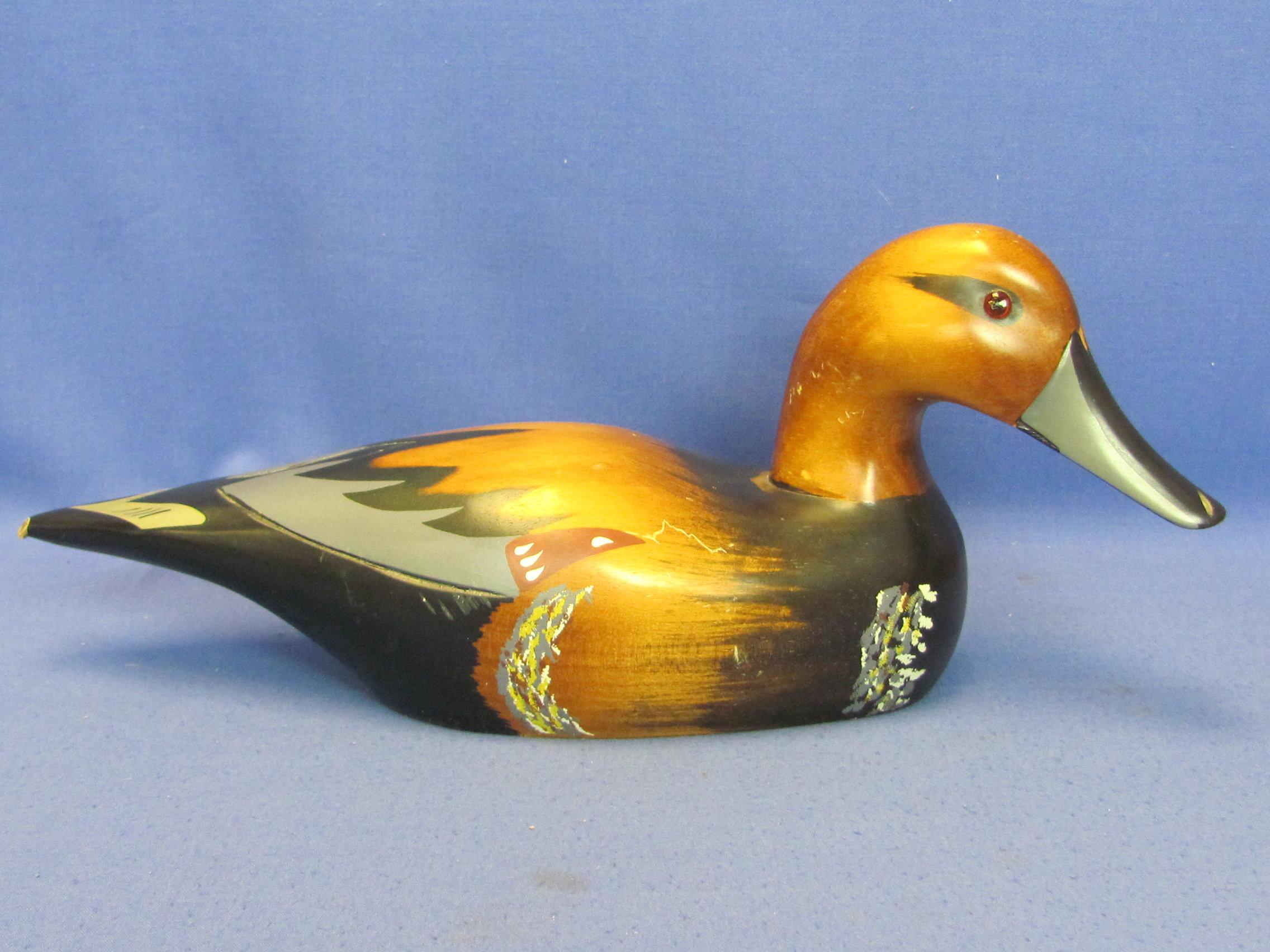 Painted Wood duck Decoy/Figurine – 15” long – No name or maker