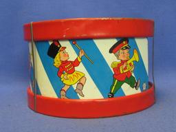 Tin Litho Drum by Ohio Art Company – 6 1/4” in diameter – Colorful Graphics