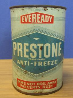 Vintage  Metal 1 Quart “Eveready Prestone Anti Freeze” Can  – Bright Graphics - Full