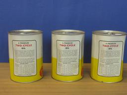 3 Vintage 1 Quart Metal Cans of Pennzoil Two Cycle Snowmobile Oil – All Full