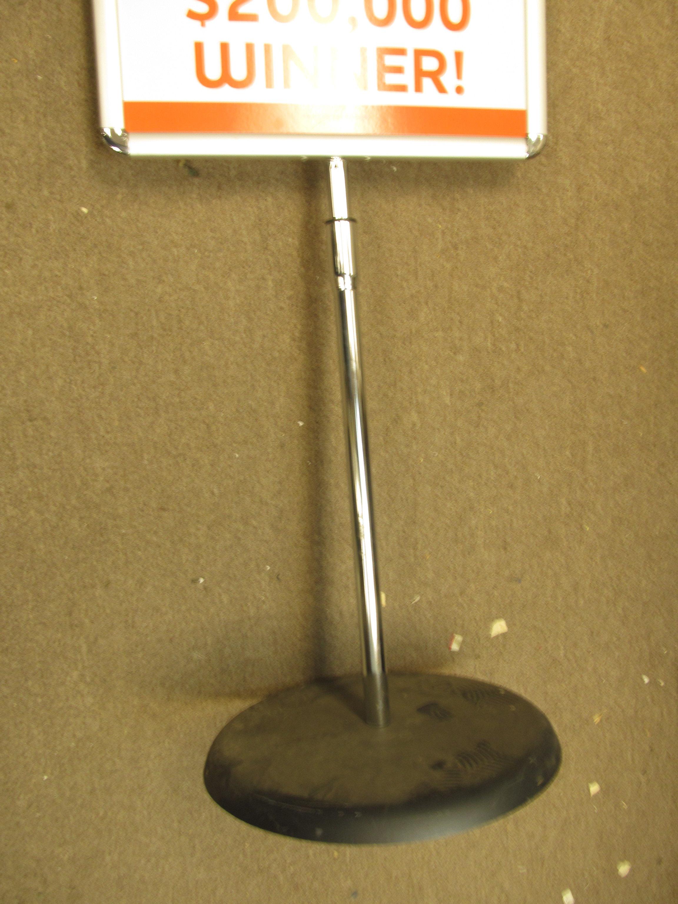 Minnesota Lottery “Mall” Sign Freestanding Metal frame is 51” T (can adjust taller) & Base is 16” DI