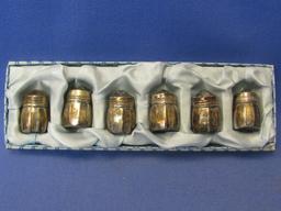 Set of 6 Sterling Silver Salt Shakers – In Original Box – 1 3/6” tall – Weight is 23.2 grams