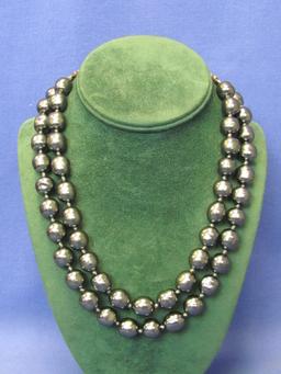 Carolee Double Strand Faux Black Pearl Necklace – Sterling Silver Clasp – Up to 18” long