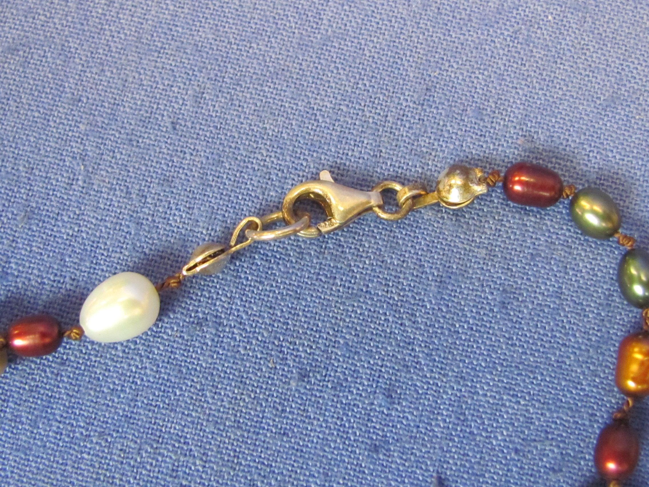 Dyed Freshwater Pearl Necklace w Sterling Silver Clasp – 22” long