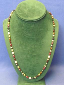 Dyed Freshwater Pearl Necklace w Sterling Silver Clasp – 22” long