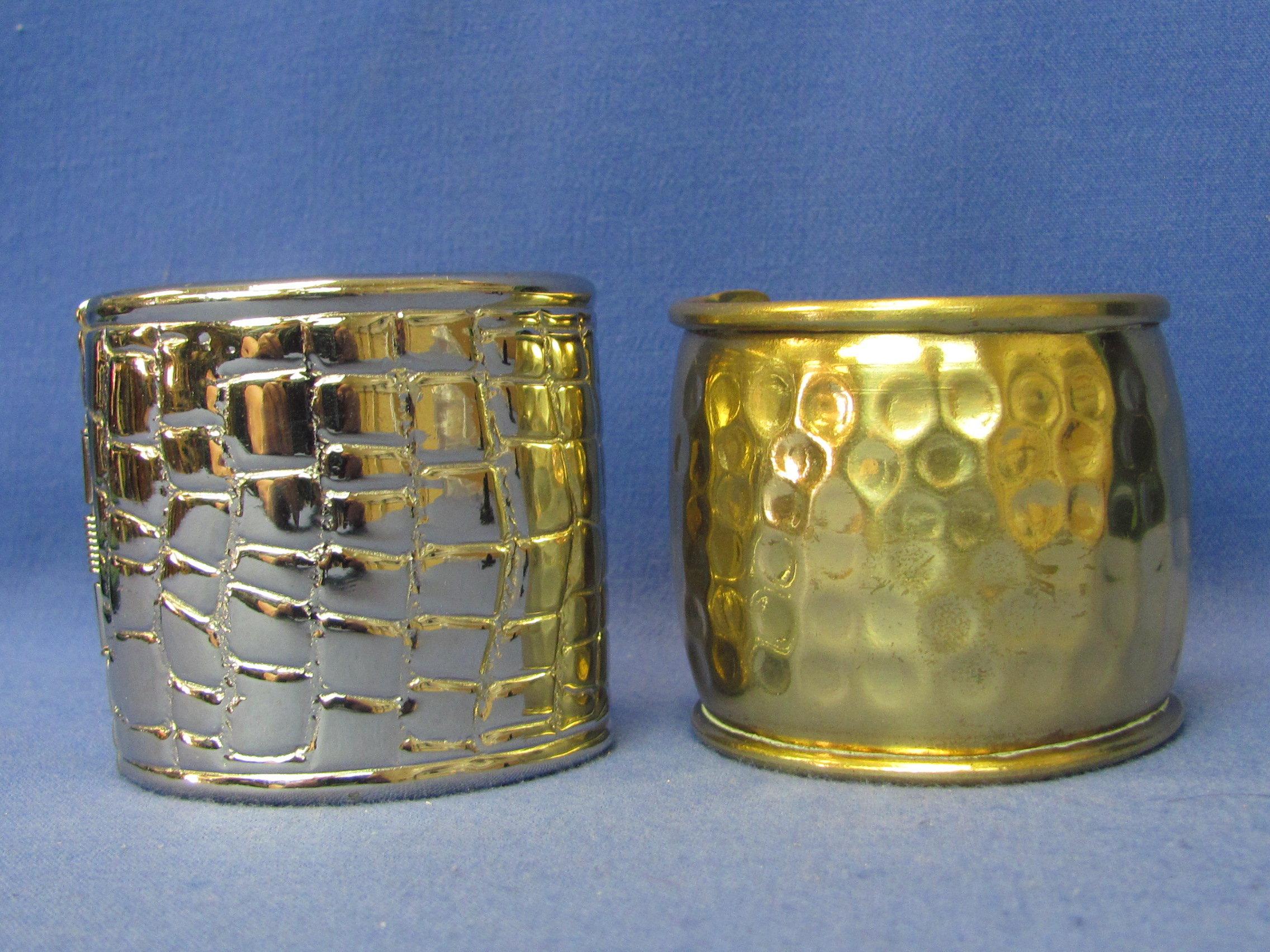 2 Wide Cuff Bracelets – Silvertone by Alexis Kirk – About 2 1/4” wide