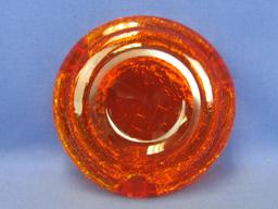 Large Retro Crackle Glass Ashtray – Amberina – 7 1/2” in diameter – Viking? Very good condition