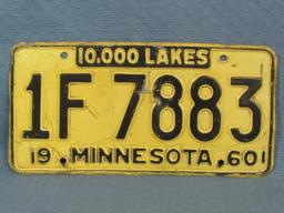 Four Minnesota License Plates from 1960 – All Different Numbers - “10,000 Lakes”