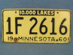 Four Minnesota License Plates from 1960 – All Different Numbers - “10,000 Lakes”