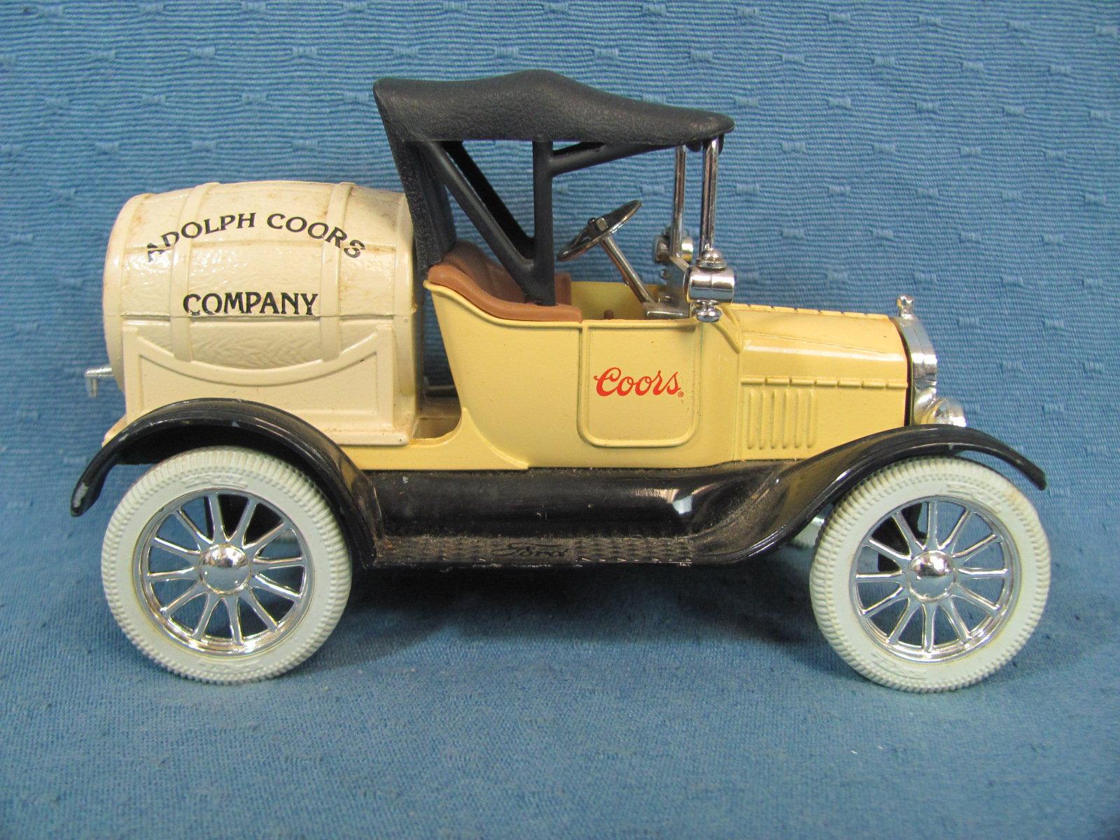 Two Coin Banks – Adolph Coors Company 1918 Ford Model T  - Wells Fargo Stage Coach Bank – 5” long