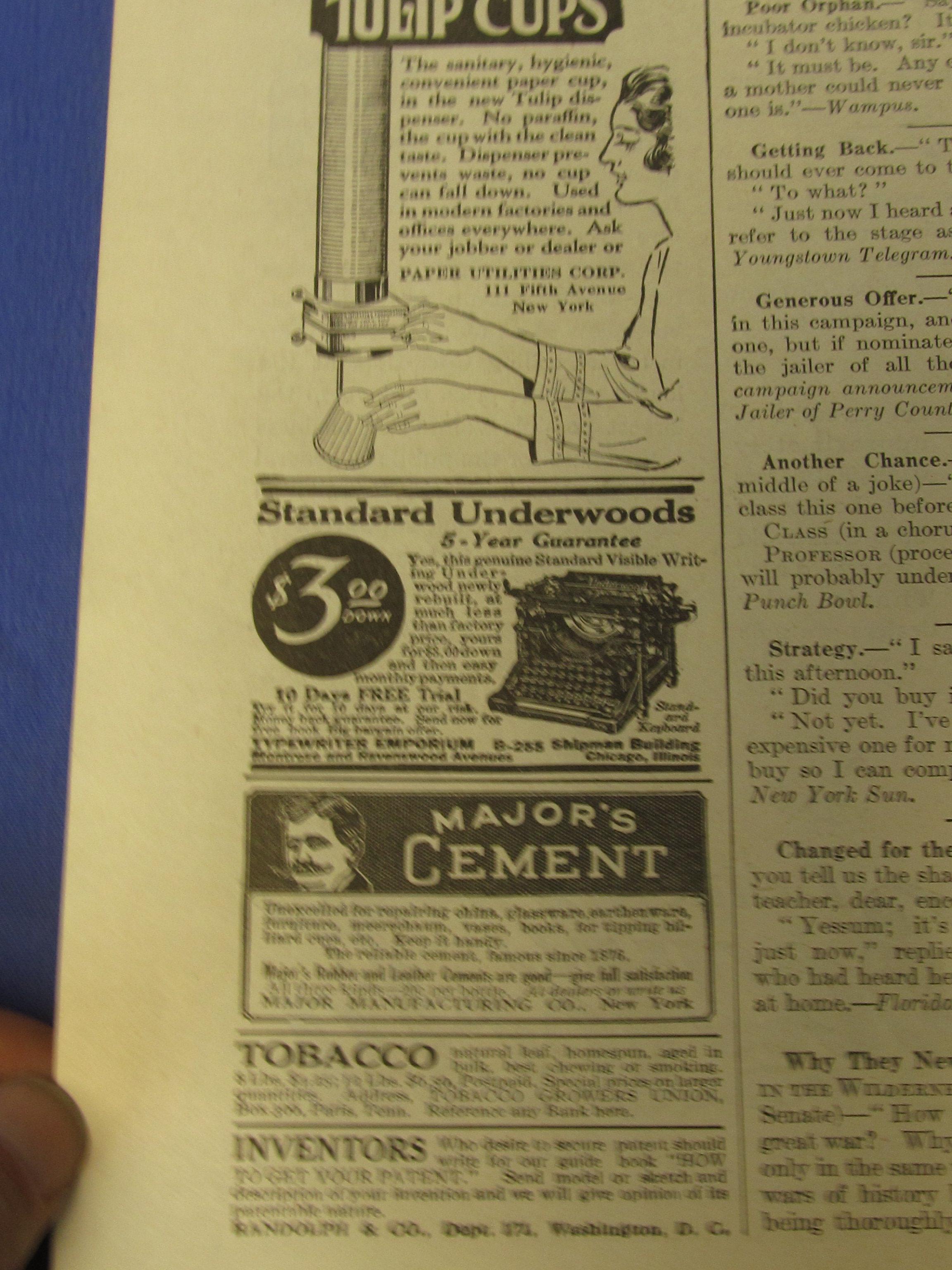 “The Literary Digest” July 2, 1921 – Magazine 12” Tx 9”W – Really Cool Historic Cartoons,Car  Advert
