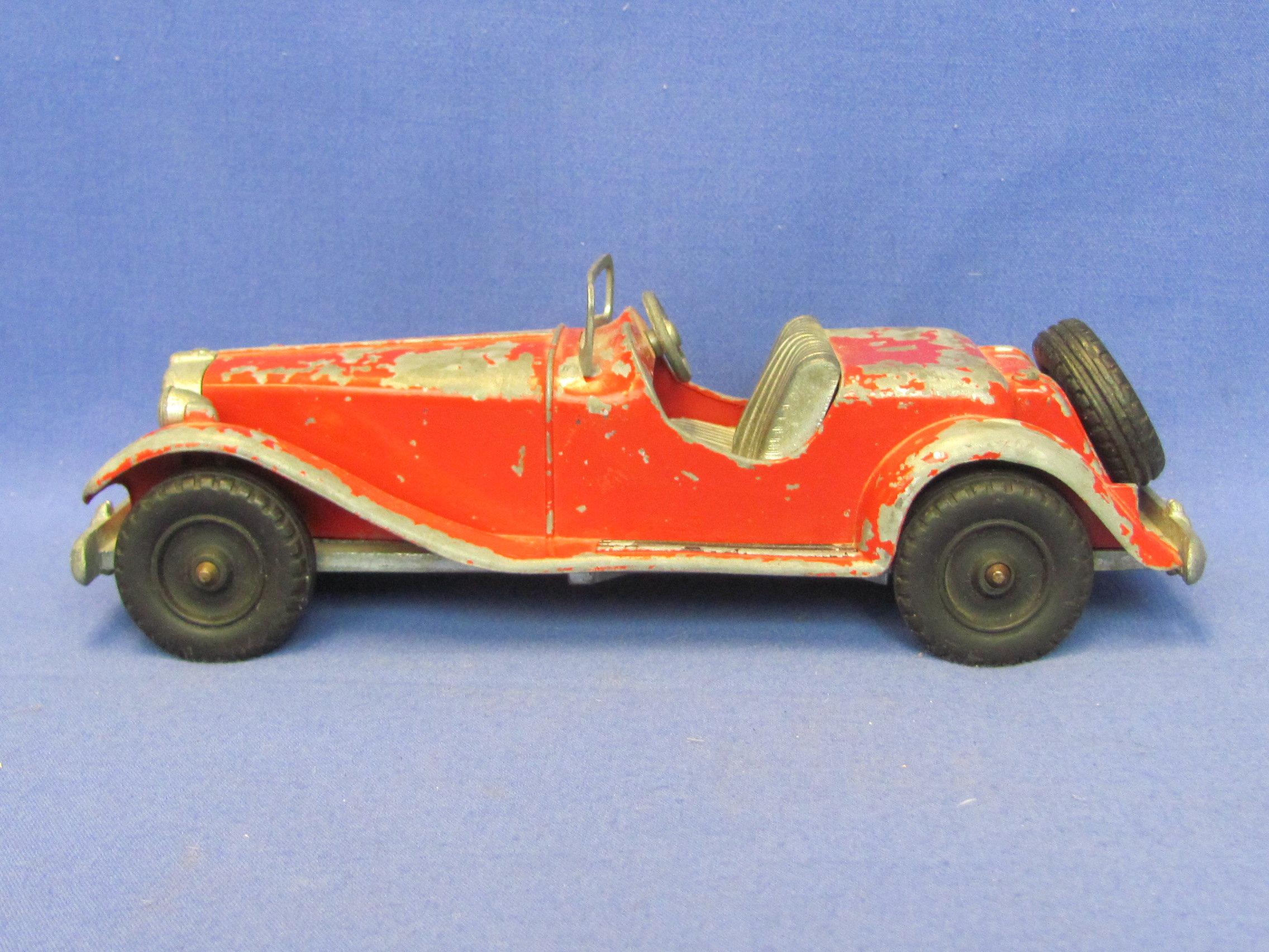 Vintage Hubley Kiddie Toy Car #485 – Red MG Roadster – Metal – 8 3/4” long