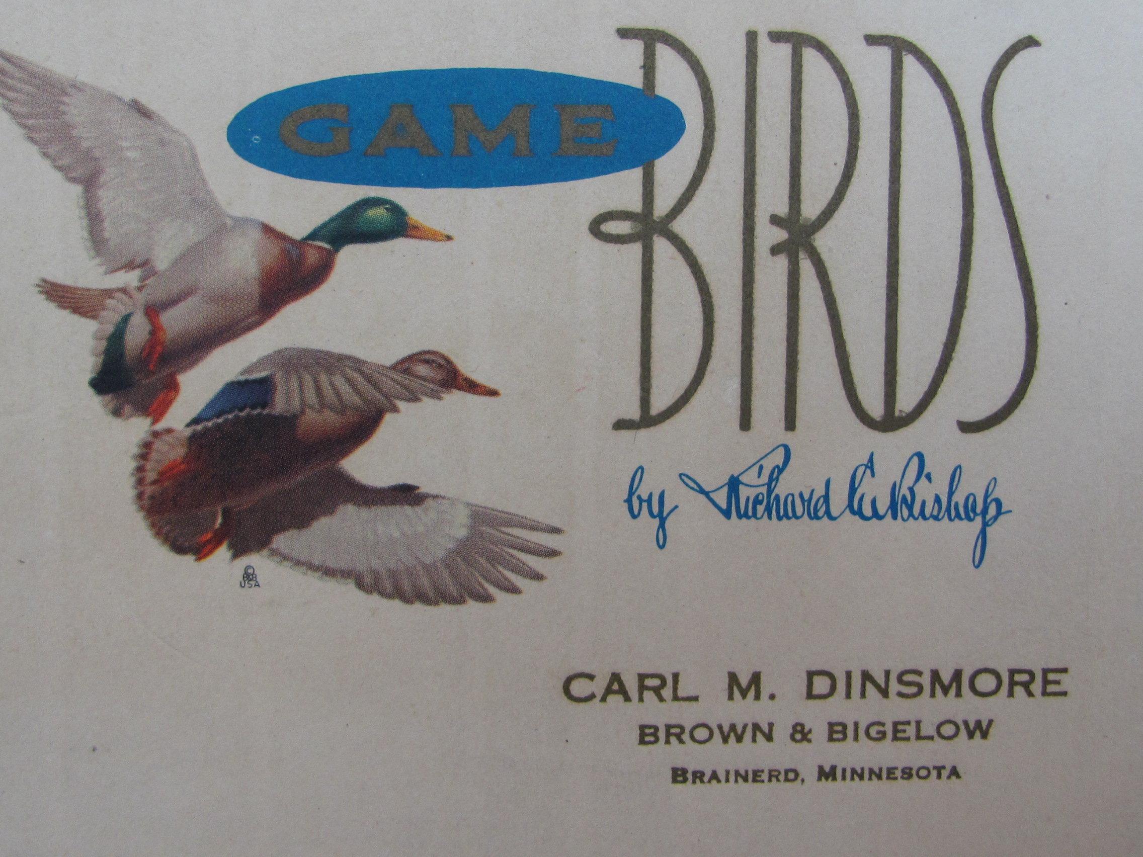 2 Decks of Sealed Playing Cards – Game Birds by RE Bishop – Brown & Bigelow – Brainerd, MN