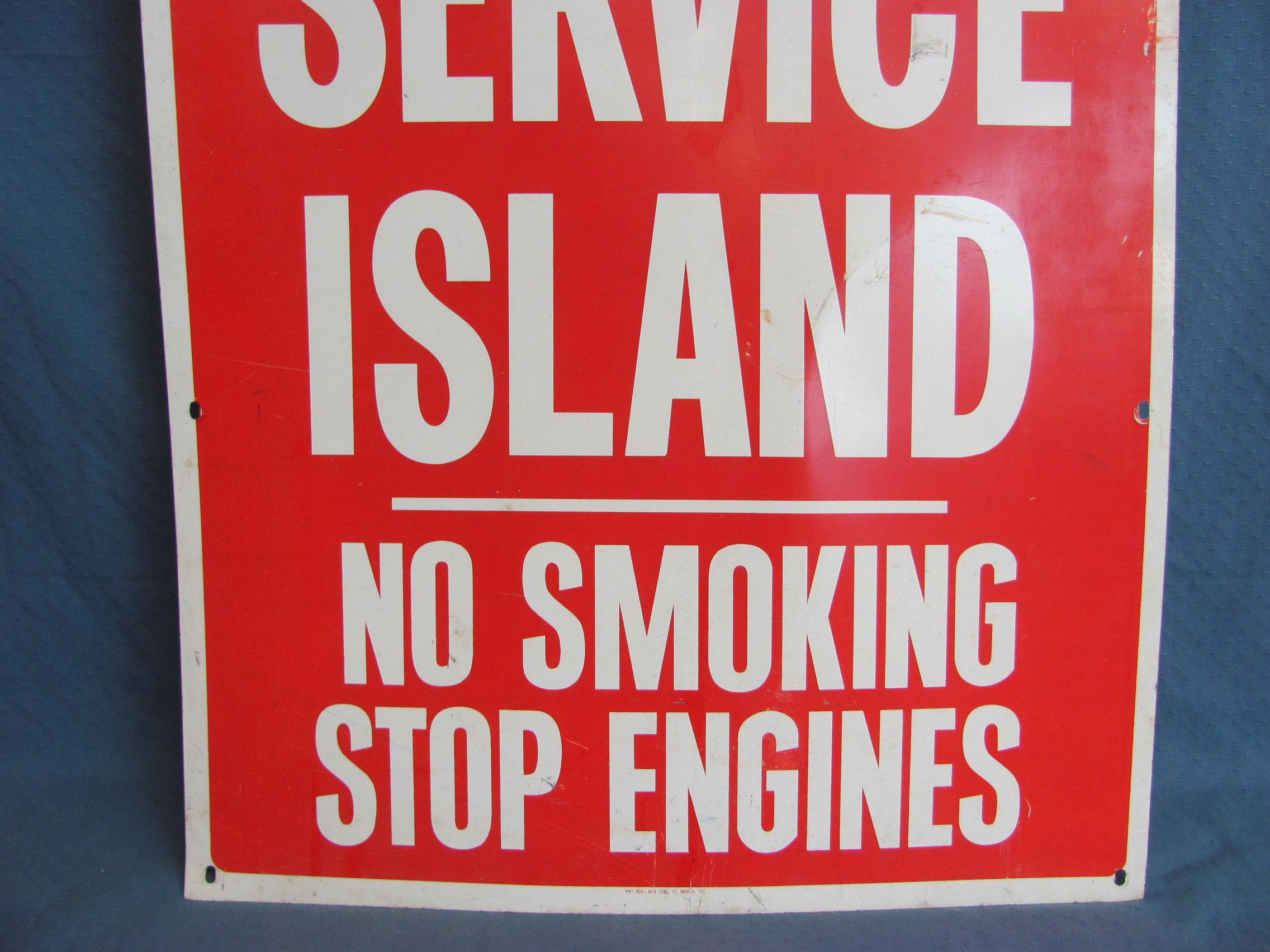 Metal Sign “Self Service Island – No Smoking – Stop Engines” - 36” x 24”