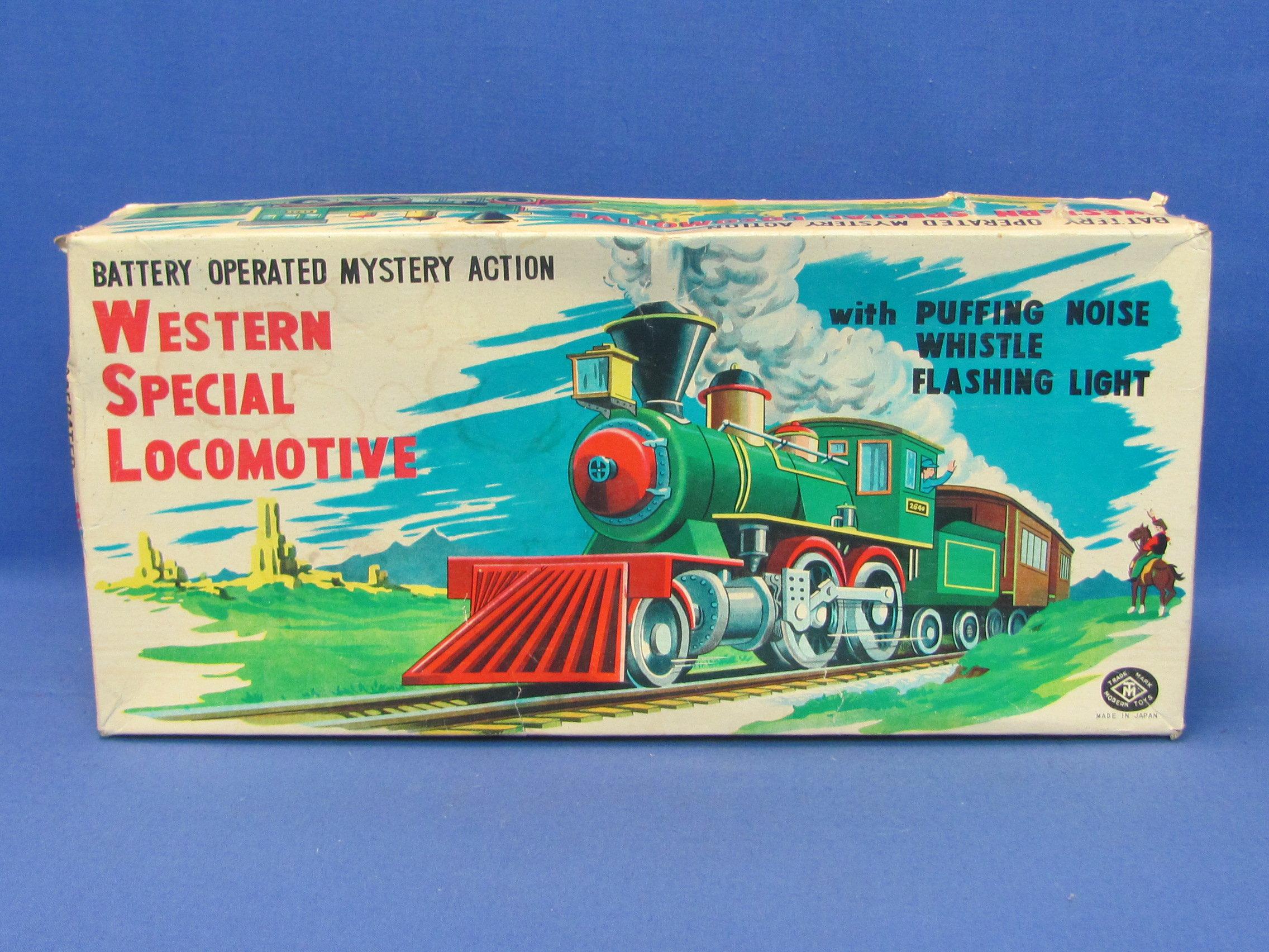 Western Special Locomotive – Battery Operated Tin Litho – Made in Japan – In Original Box - Works