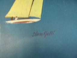 Vintage United Airlines Poster  Light House & Ship Stan Galli c. 1960's