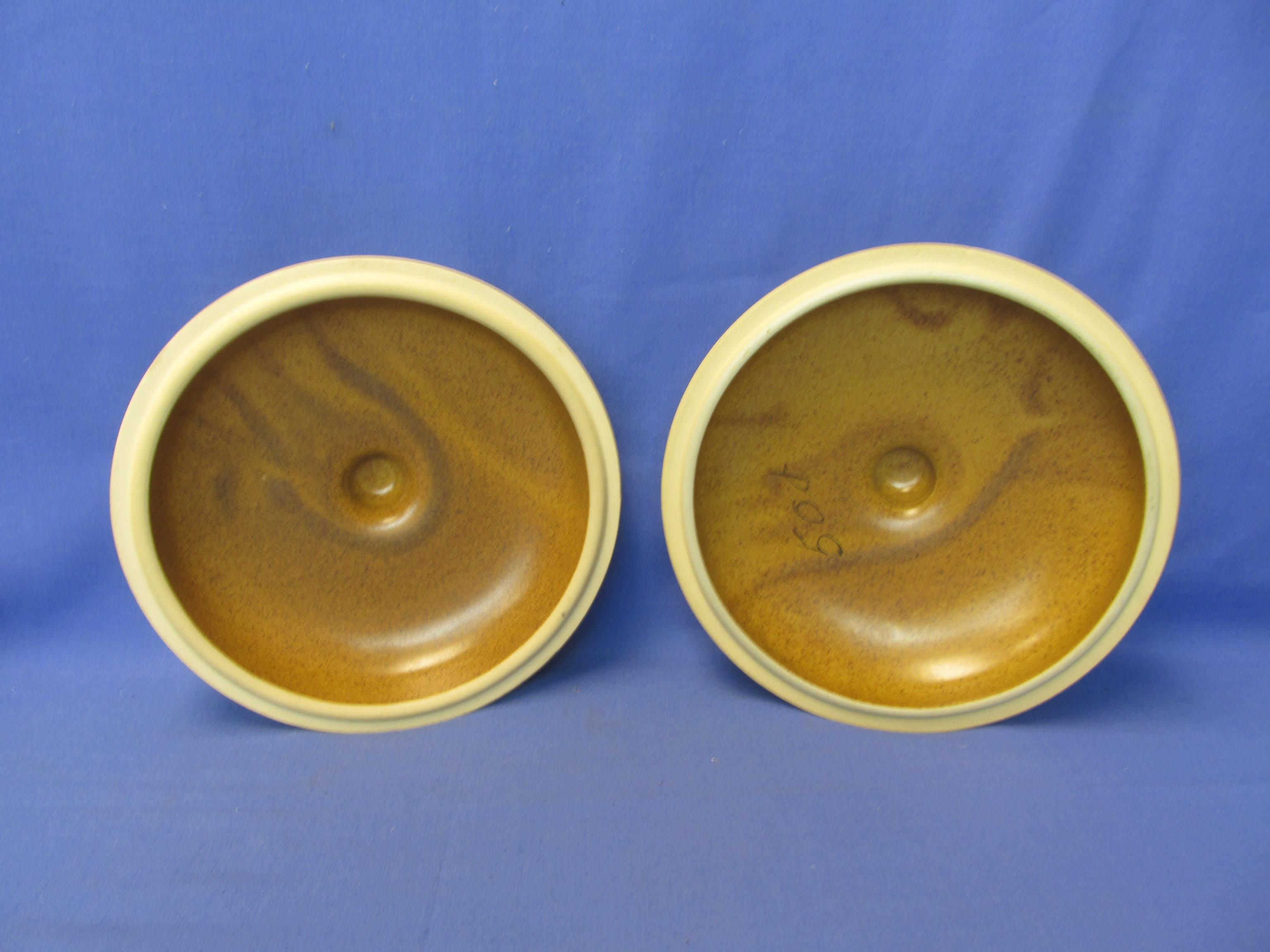 Monmouth Pottery: Brown Speckled Glaze -2 Covers for8 1/2” DIA Casserole, 5  6” Bowls