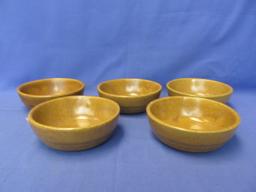 Monmouth Pottery: Brown Speckled Glaze -2 Covers for8 1/2” DIA Casserole, 5  6” Bowls