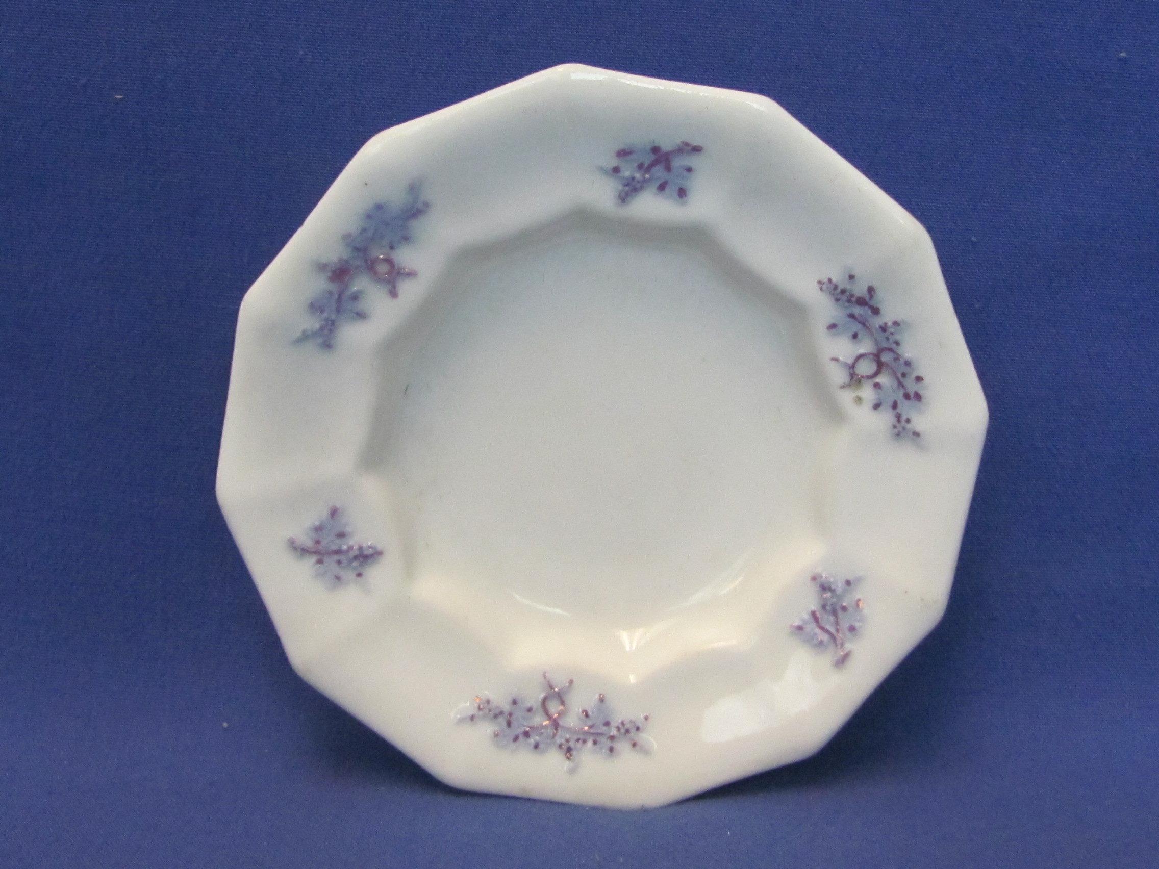 White Porcelain w Embossed Design – Blue Accents – Cup & Saucer – Plate & bowl