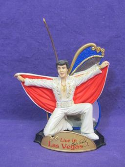 3 Elvis Presley Resin Ornaments – Serving the Country – Live in Las Vegas – About 4” tall